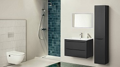 Style Line Мебель для ванной Бергамо Мини 60 подвесная черная Люкс антискрейтч Plus – фотография-12